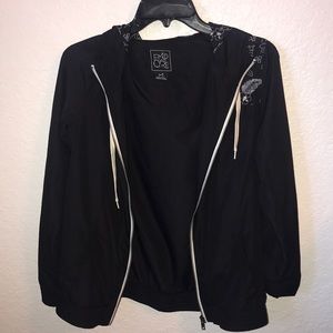 Black windbreaker